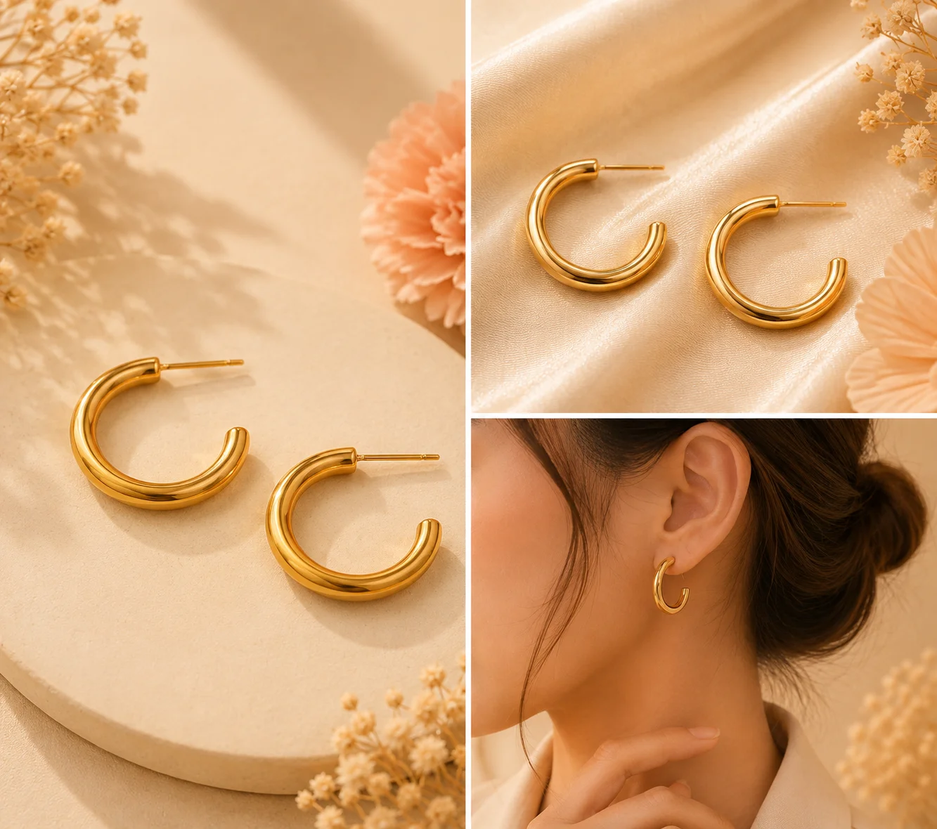 Gold Thick C-Hoop Earringa